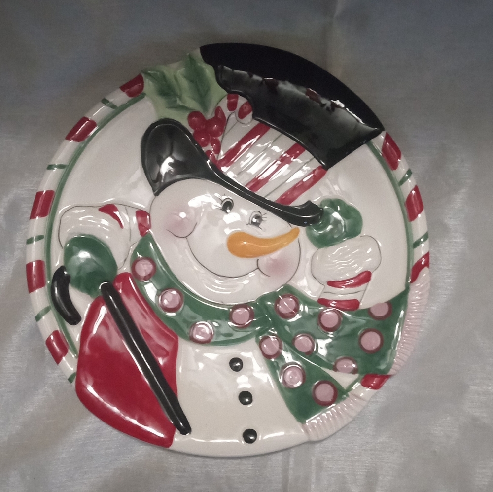 Cheerful Snowman Holiday Plate